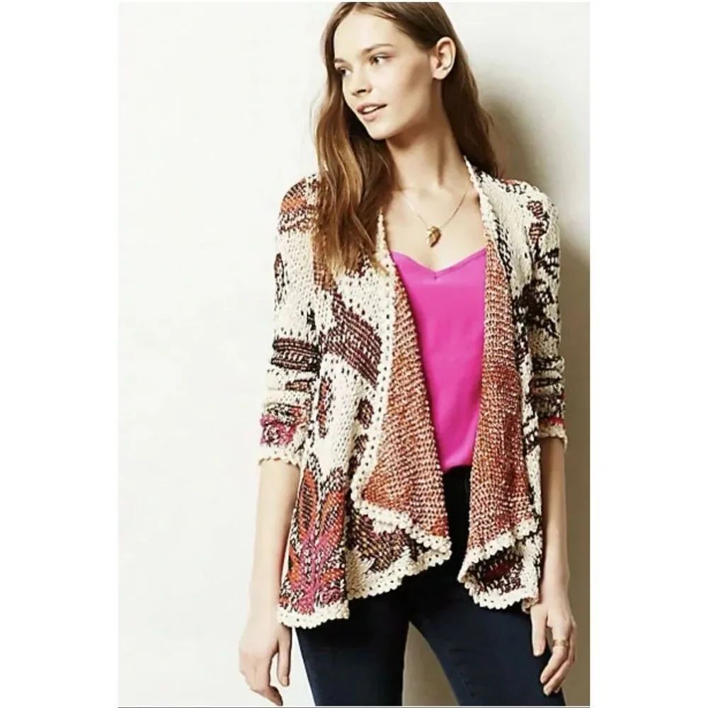 Anthropologie Moth Pleiades Knit Open Boho Cardigan Sweater